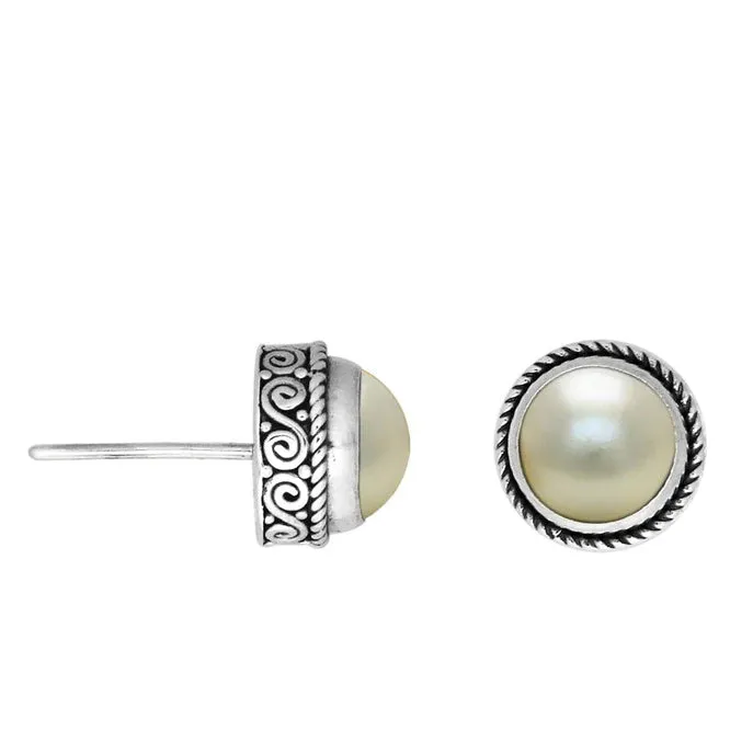 Elisa Ilana Earrings 12mm Mabe Pearl Post Earrings