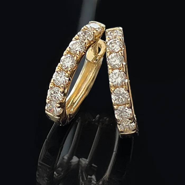 Elisa Ilana Earrings 14k YG 043 CT Diamond Hoop Earrings