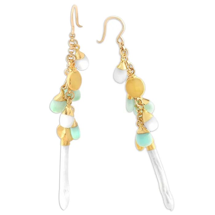 Elisa Ilana Earrings White Stick Pearl Jade Earrings341343
