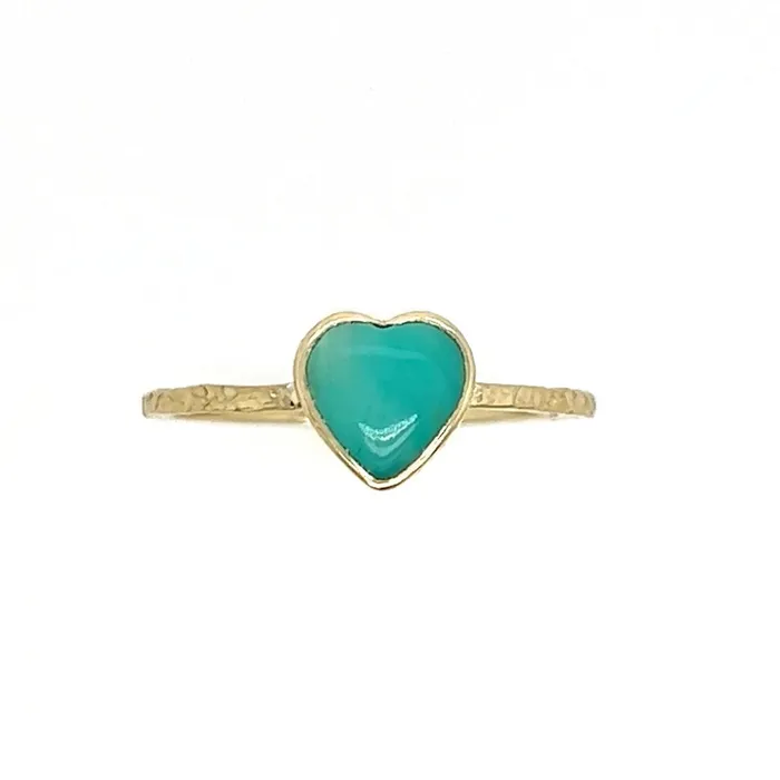 Emily Amey Jewelry Peruvian Opal Heart Stacking ring in 14k gold Rings