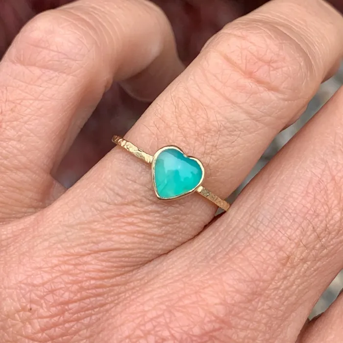 Emily Amey Jewelry Peruvian Opal Heart Stacking ring in 14k gold Rings