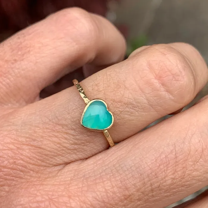 Emily Amey Jewelry Peruvian Opal Heart Stacking ring in 14k gold Rings