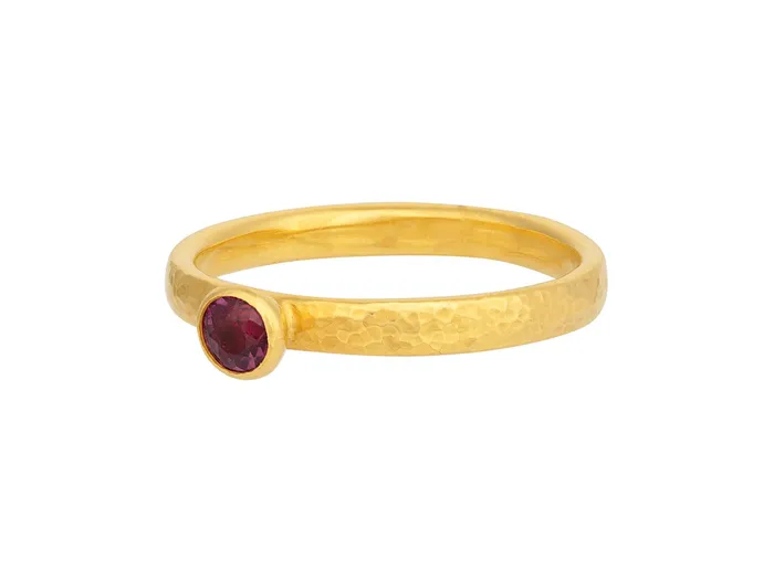 GG GOLD OOAK Rings GURHAN Skittle Gold Tourmaline Stacking Ring 4mm Round