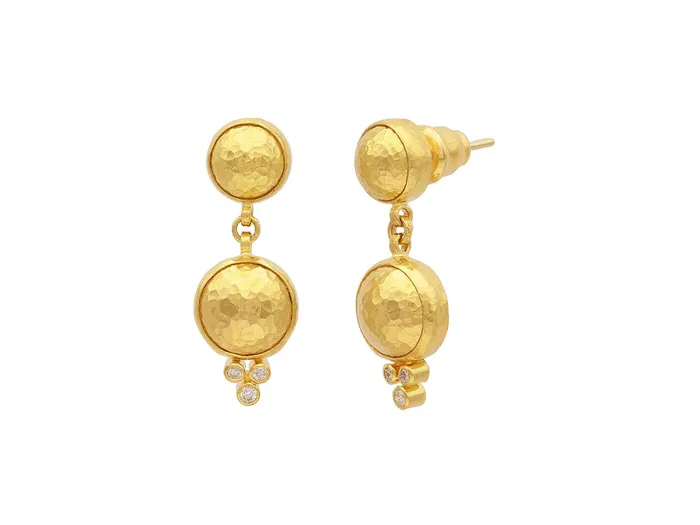 GG GOLD TRAD Earrings GURHAN Amulet Gold Diamond Single Drop Earrings 10mm Round on Post Top GG GOLD TRAD Earrings GURHAN Amulet Gold Diamond Single Drop Earrings 10mm Round on Post Top