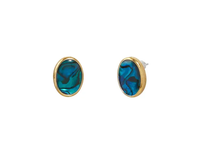 GG SILVER CLR Earrings GURHAN Galapagos Sterling Silver Shell Stud Earrings 16x12mm Oval Stones Gold Accents GG SILVER CLR Earrings GURHAN Galapagos Sterling Silver Shell Stud Earrings 16x12mm Oval Stones Gold Accents