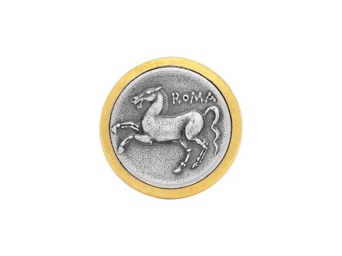 GG SILVER TRAD Rings GURHAN Coin Sterling Silver Cocktail Ring Horse Design Gold Accents GG SILVER TRAD Rings GURHAN Coin Sterling Silver Cocktail Ring Horse Design Gold Accents