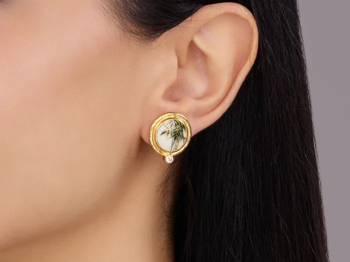 GURHAN Antiquities Gold Satsuma Stud Earrings 14mm Round set in Wide Frame GG GOLD OOAK Earrings GURHAN Antiquities Gold Satsuma Stud Earrings 14mm Round set in Wide Frame GG GOLD OOAK Earrings