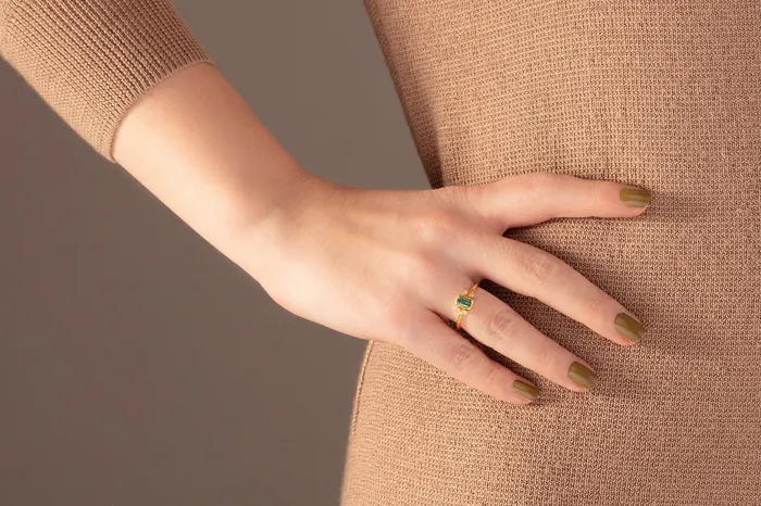 GURHAN Prism Gold Tourmaline Stacking Ring 6x4mm Rectangle GG GOLD OOAK Rings GURHAN Prism Gold Tourmaline Stacking Ring 6x4mm Rectangle GG GOLD OOAK Rings