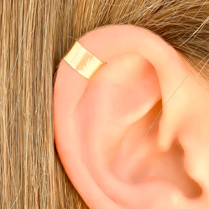 Hoops By Hand Hammered Wide Gold Filled Ear Cuff Earrings