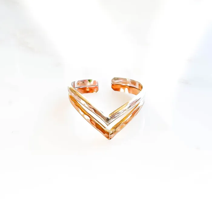 Hoops By Hand Rings Double Chevron Toe Ring 14K Gold Filled Silver