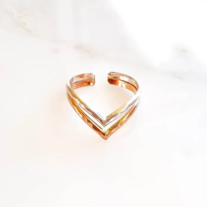 Hoops By Hand Rings Double Chevron Toe Ring 14K Gold Filled Silver