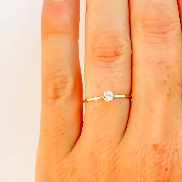 Hoops By Hand Rings SIZE 575 14K Gold Filled Band with Sterling Silver 6 Prong Setting Hoops By Hand Rings SIZE 575 14K Gold Filled Band with Sterling Silver 6 Prong Setting