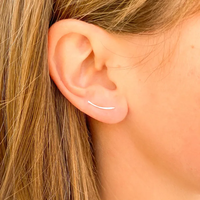 Hoops By Hand Short Ear Climbers Sterling Silver Earrings Hoops By Hand Short Ear Climbers Sterling Silver Earrings