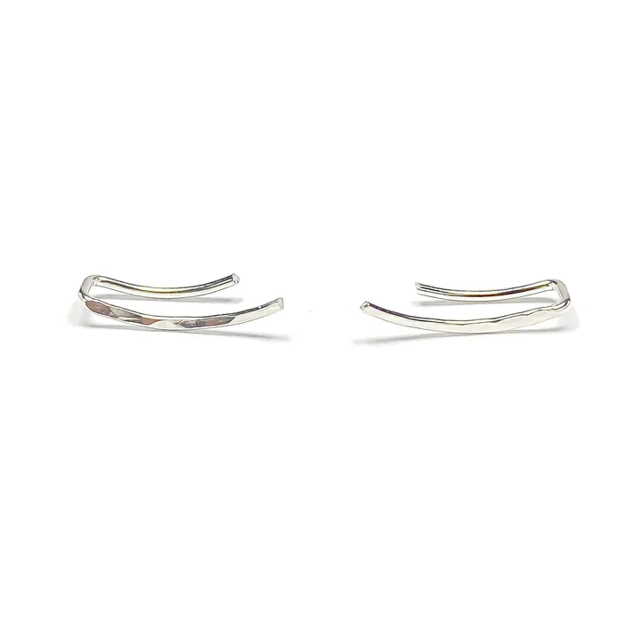 Hoops By Hand Short Ear Climbers Sterling Silver Earrings Hoops By Hand Short Ear Climbers Sterling Silver Earrings
