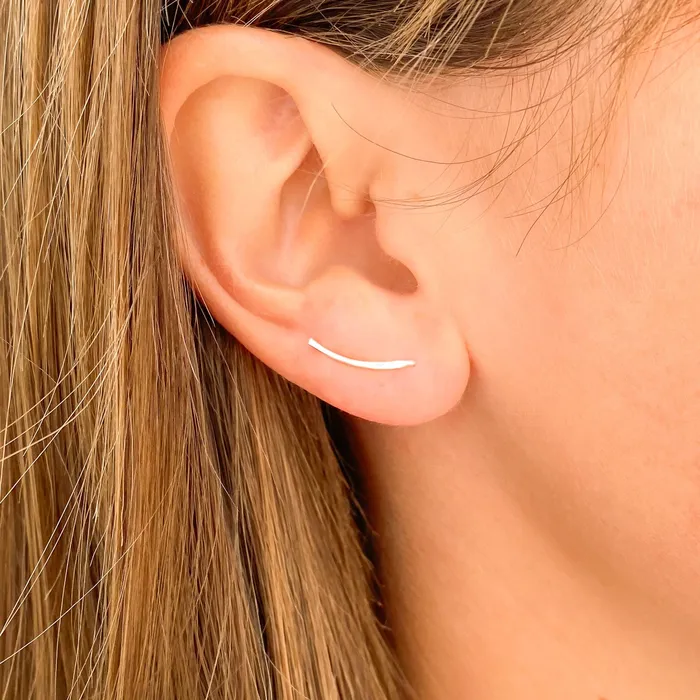 Hoops By Hand Short Ear Climbers Sterling Silver Earrings Hoops By Hand Short Ear Climbers Sterling Silver Earrings
