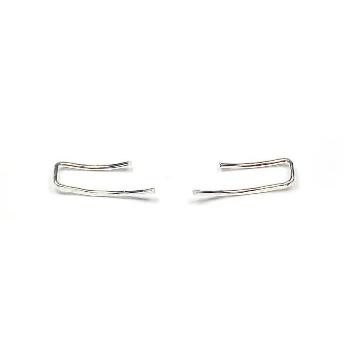 Hoops By Hand Short Ear Climbers Sterling Silver Earrings Hoops By Hand Short Ear Climbers Sterling Silver Earrings
