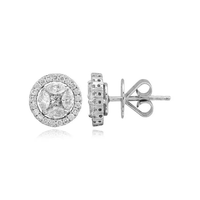 Illusion and Pave Round Earrings Alev Collection Earrings