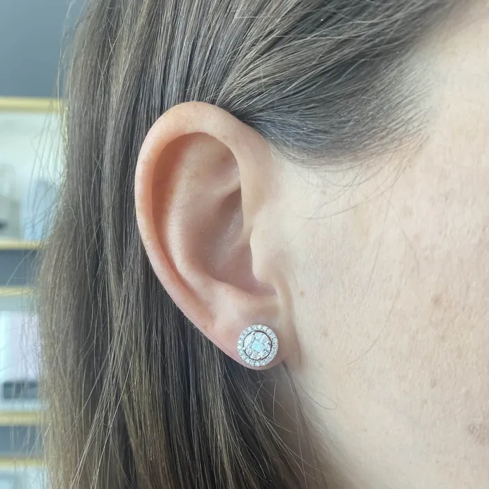 Illusion and Pave Round Earrings Alev Collection Earrings