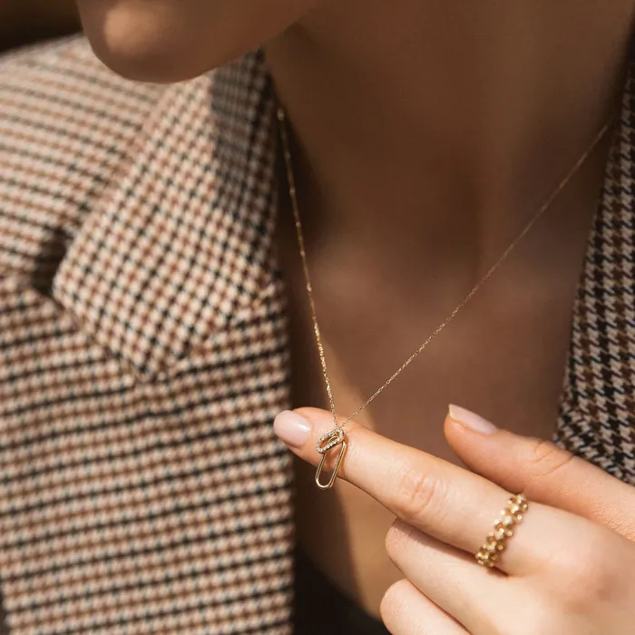 IMOGEN Gold Paper Clip Charm Aurelie Gi Charm Necklaces