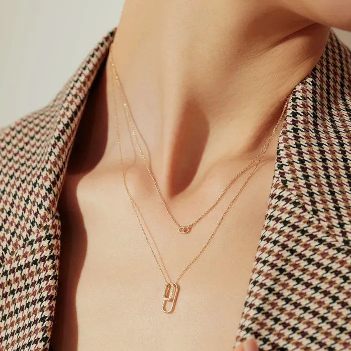 IMOGEN Gold Paper Clip Charm Aurelie Gi Charm Necklaces