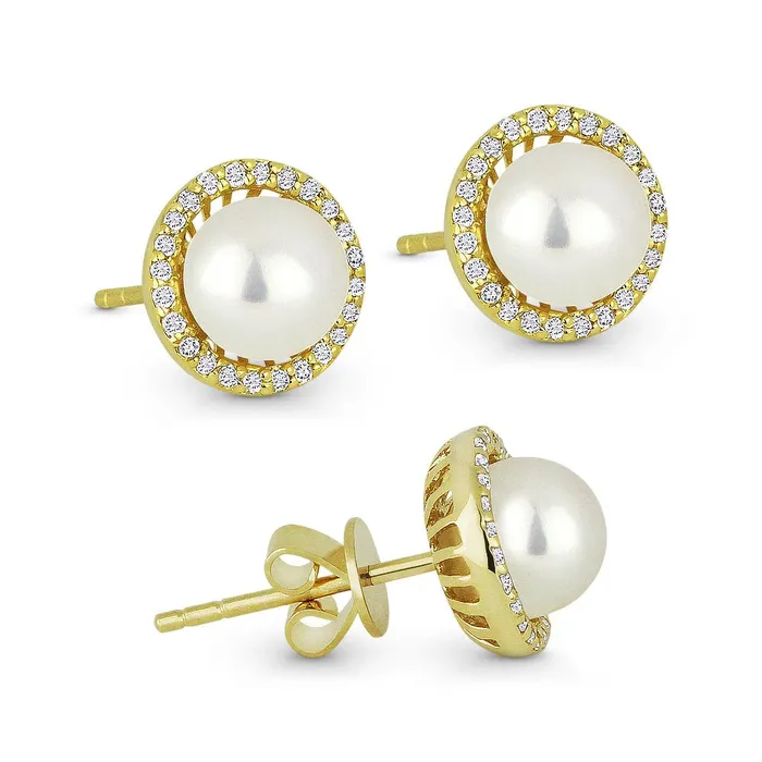 Madison L 14KY Pearl Diamond Studs Earrings