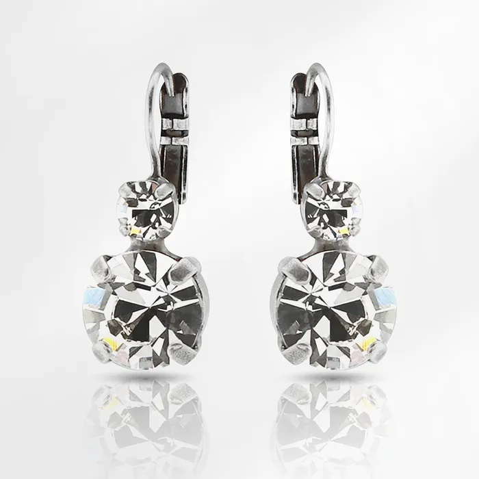 Mariana Earrings Lovable Double Stone Leverback Clear Earrings