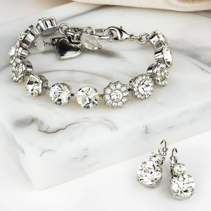 Mariana Earrings Lovable Double Stone Leverback Clear Earrings