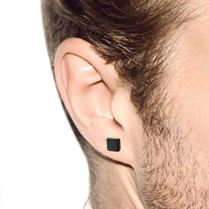 Mens Stainless Black Square Magnetic Ear Stud sparklingselections Earrings Mens Stainless Black Square Magnetic Ear Stud sparklingselections Earrings