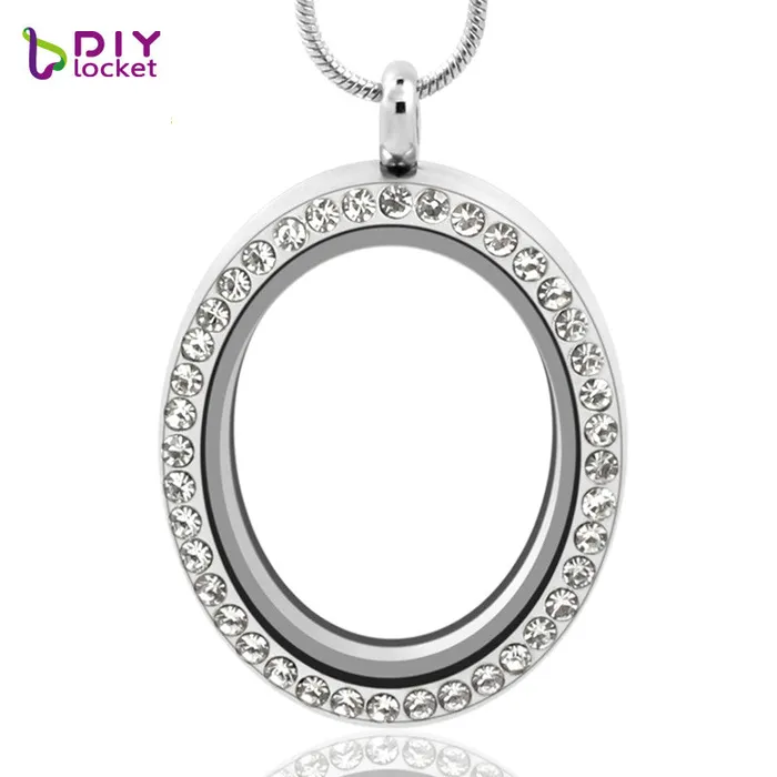Oval Magnetic Glass Floating Charm Locket Pendant sparklingselections Charm Necklaces Oval Magnetic Glass Floating Charm Locket Pendant sparklingselections Charm Necklaces
