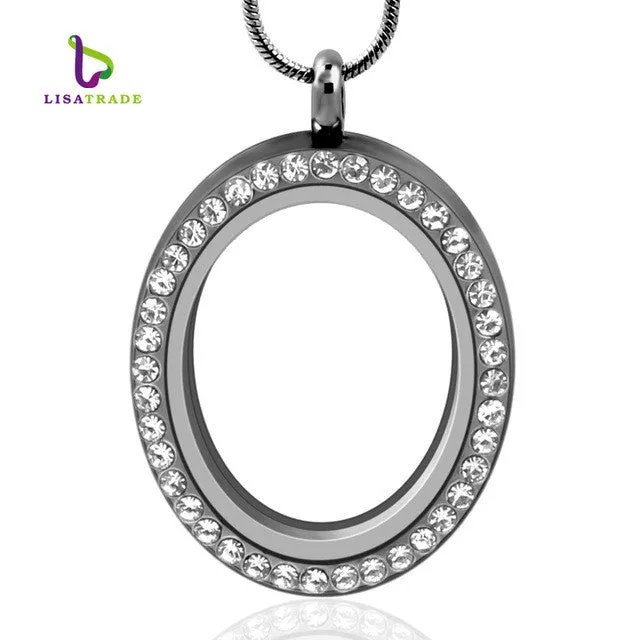 Oval Magnetic Glass Floating Charm Locket Pendant sparklingselections Charm Necklaces Oval Magnetic Glass Floating Charm Locket Pendant sparklingselections Charm Necklaces