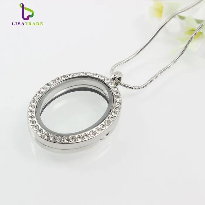 Oval Magnetic Glass Floating Charm Locket Pendant sparklingselections Charm Necklaces Oval Magnetic Glass Floating Charm Locket Pendant sparklingselections Charm Necklaces
