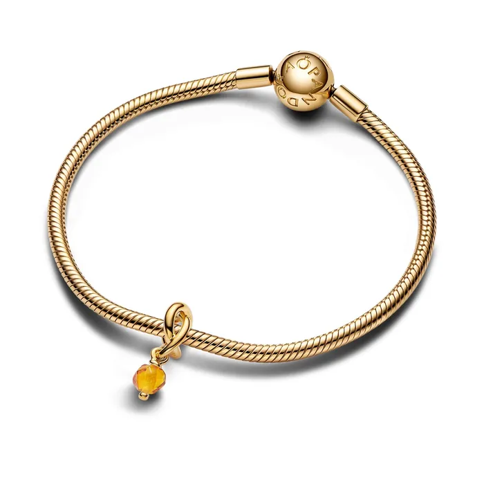Pandora Charm Necklaces Pandora November Faceted Honey Eternity Circle Dangle Charm