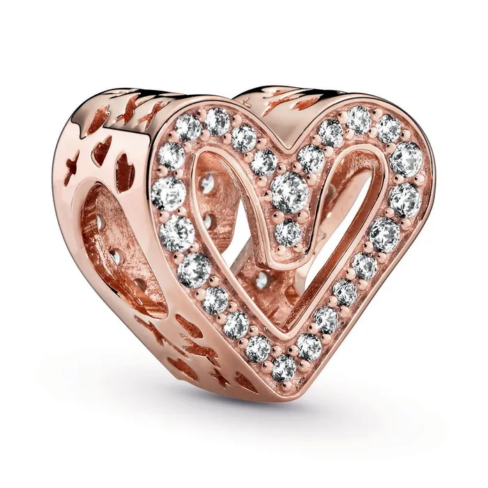 Pandora Charm Necklaces Sparkling Freehand Heart Charm