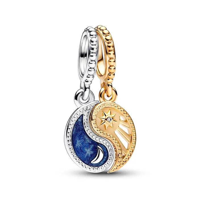Pandora Rings Twotone Splittable Sun Moon Dangle Charm