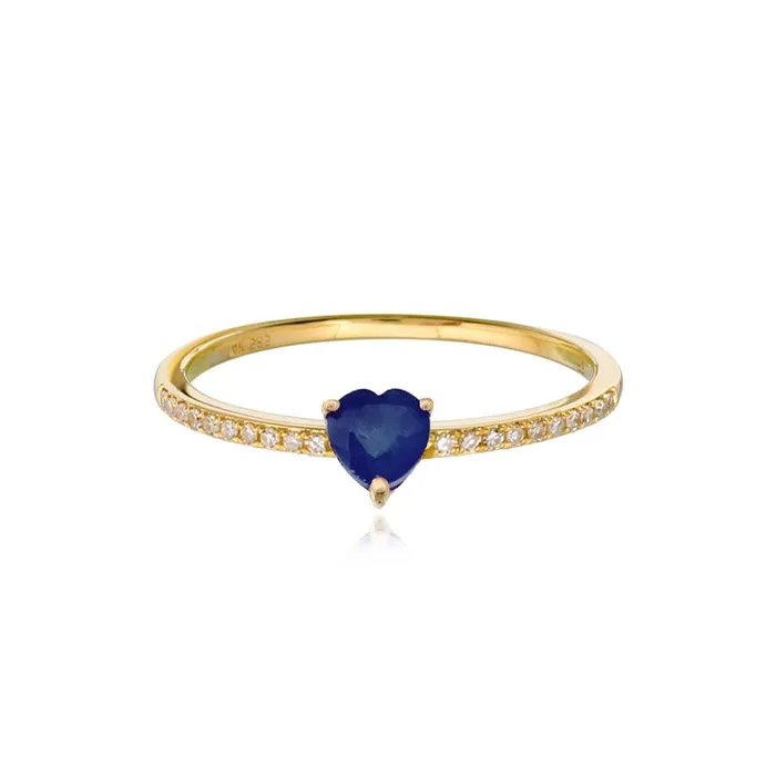Petite Gemstone Heart Pave Ring Alev Collection Rings