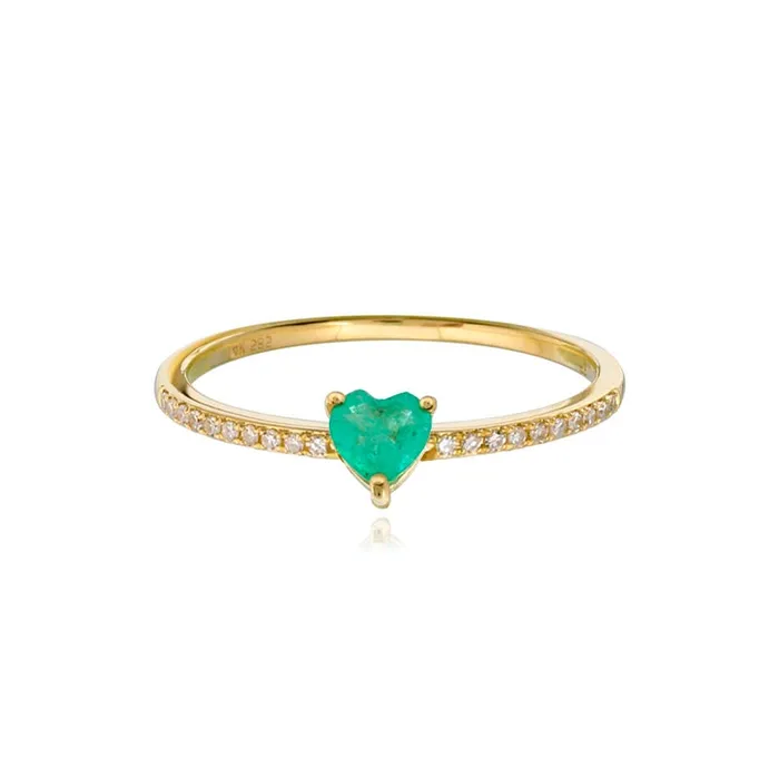 Petite Gemstone Heart Pave Ring Alev Collection Rings