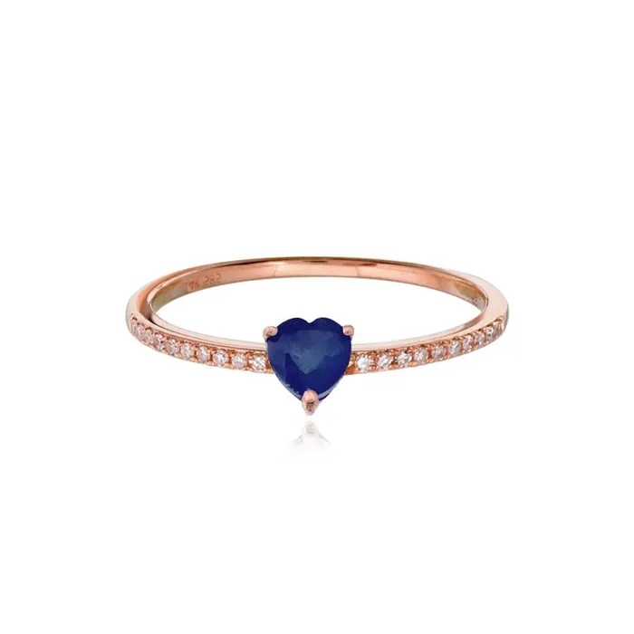 Petite Gemstone Heart Pave Ring Alev Collection Rings