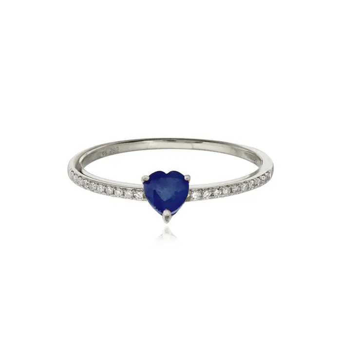 Petite Gemstone Heart Pave Ring Alev Collection Rings