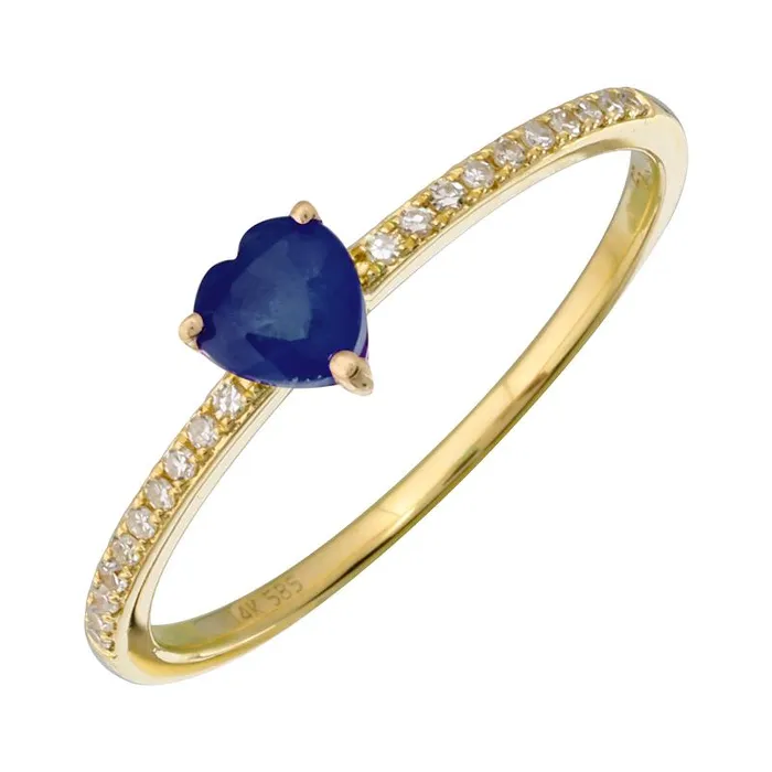 Petite Gemstone Heart Pave Ring Alev Collection Rings