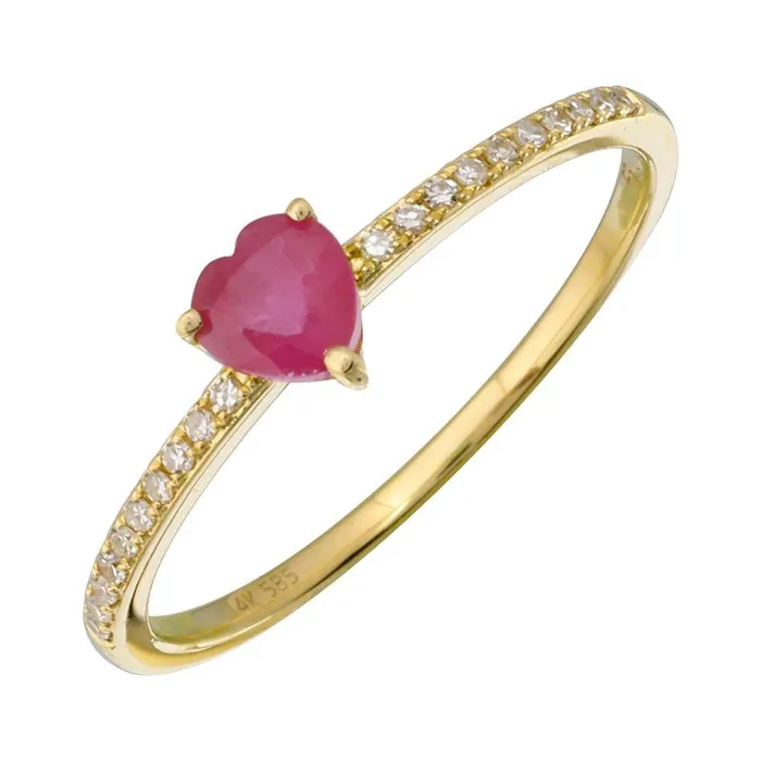 Petite Gemstone Heart Pave Ring Alev Collection Rings