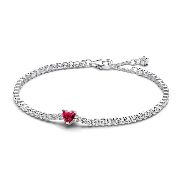 Red Sparkling Heart Tennis Bracelet Pandora Bracelets