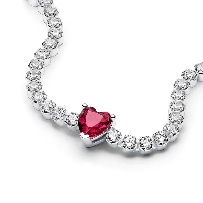 Red Sparkling Heart Tennis Bracelet Pandora Bracelets