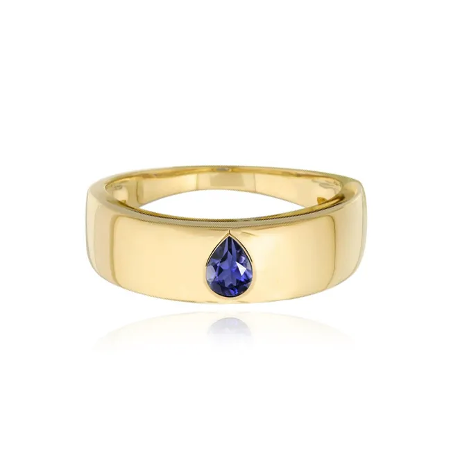 Rings Alev Collection Golden Thick Gemstone Ring
