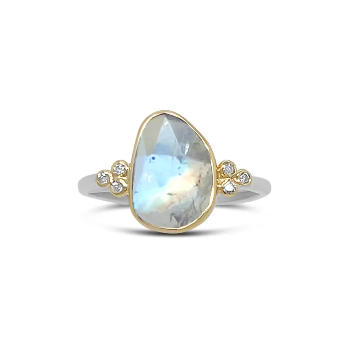 Rings Emily Amey Jewelry Moonstone With Brilliant white Diamonds Ring in 14k gold and sterling silver Rings Emily Amey Jewelry Moonstone With Brilliant white Diamonds Ring in 14k gold and sterling silver