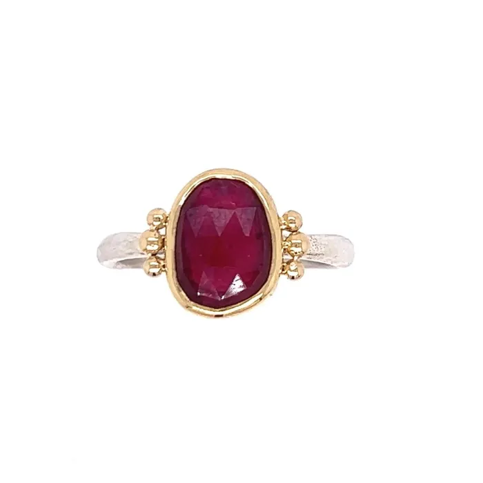 Rings Emily Amey Jewelry Ruby Ring With Gold Beads in 14k and sterling silver Rings Emily Amey Jewelry Ruby Ring With Gold Beads in 14k and sterling silver