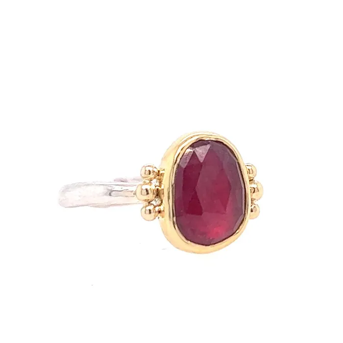 Rings Emily Amey Jewelry Ruby Ring With Gold Beads in 14k and sterling silver