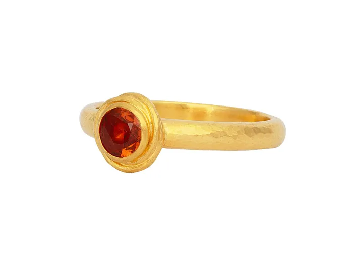 Rings GG GOLD OOAK GURHAN Muse Gold Sapphire Stacking Ring 5mm Round set in Twisted Frame Rings GG GOLD OOAK GURHAN Muse Gold Sapphire Stacking Ring 5mm Round set in Twisted Frame