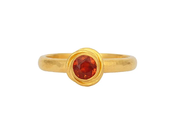Rings GG GOLD OOAK GURHAN Muse Gold Sapphire Stacking Ring 5mm Round set in Twisted Frame Rings GG GOLD OOAK GURHAN Muse Gold Sapphire Stacking Ring 5mm Round set in Twisted Frame