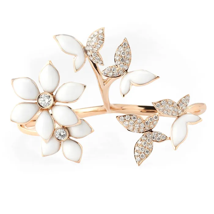 Rings Hidalgo Hidalgo Double Finger 18KT Rose Gold Ring348421