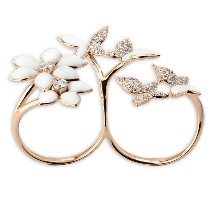 Rings Hidalgo Hidalgo Double Finger 18KT Rose Gold Ring348421